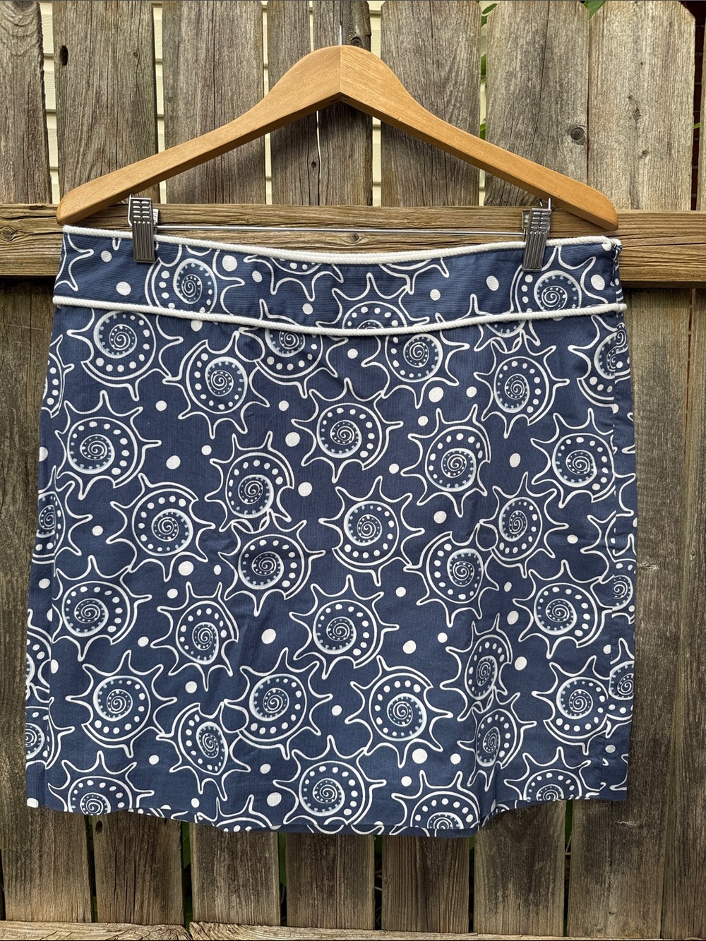 NWT Vineyard Vines Seashell Print Cotton Skirt Navy White Size 14